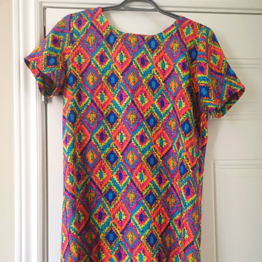 (3 for $25) Multicolor neon shift dress - Size S
